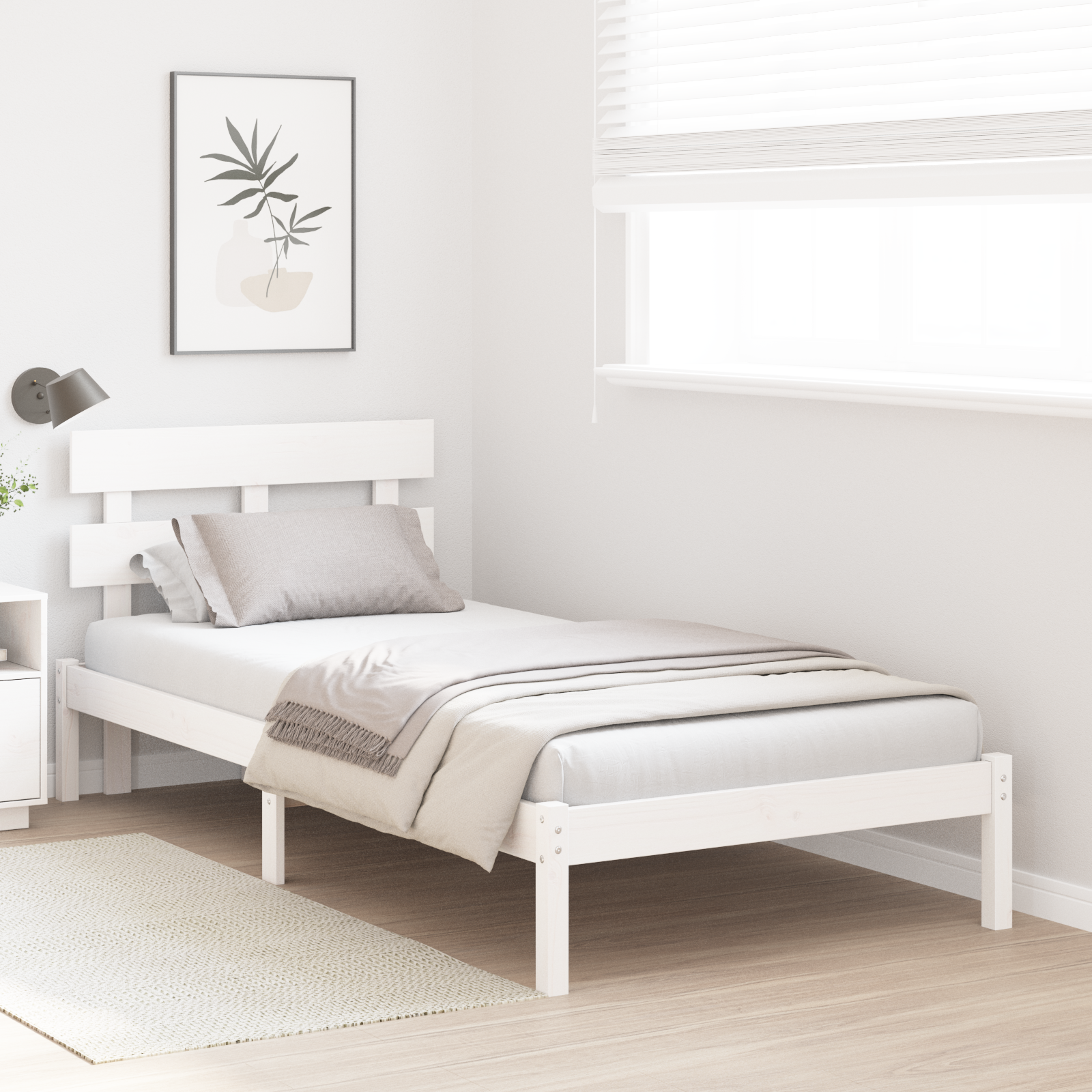 vidaXL Cadru de pat cu headboard Alb 80 x 200 cm Lemn masiv de pin vidaXL Cadru de pat cu headboard Alb 80 x 200 cm Lemn masiv de pin