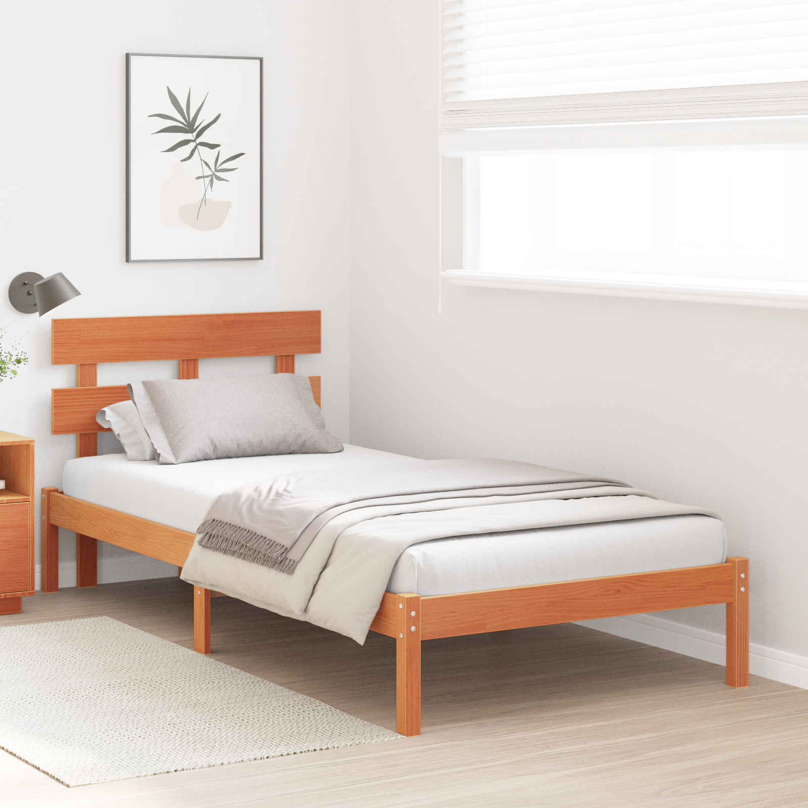 vidaXL Cadru de pat cu headboard Maro 80 x 200 cm Lemn masiv de pin