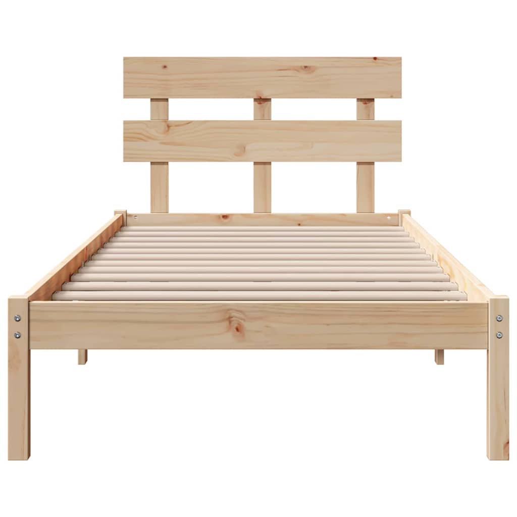 vidaXL Cadru de pat cu headboard Maro 100 x 200 cm Lemn masiv de pin vidaXL Cadru de pat cu headboard Maro 100 x 200 cm Lemn masiv de pin