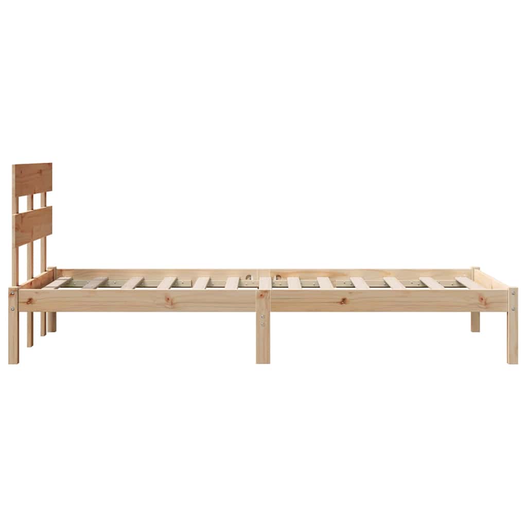 vidaXL Cadru de pat cu headboard Maro 100 x 200 cm Lemn masiv de pin vidaXL Cadru de pat cu headboard Maro 100 x 200 cm Lemn masiv de pin