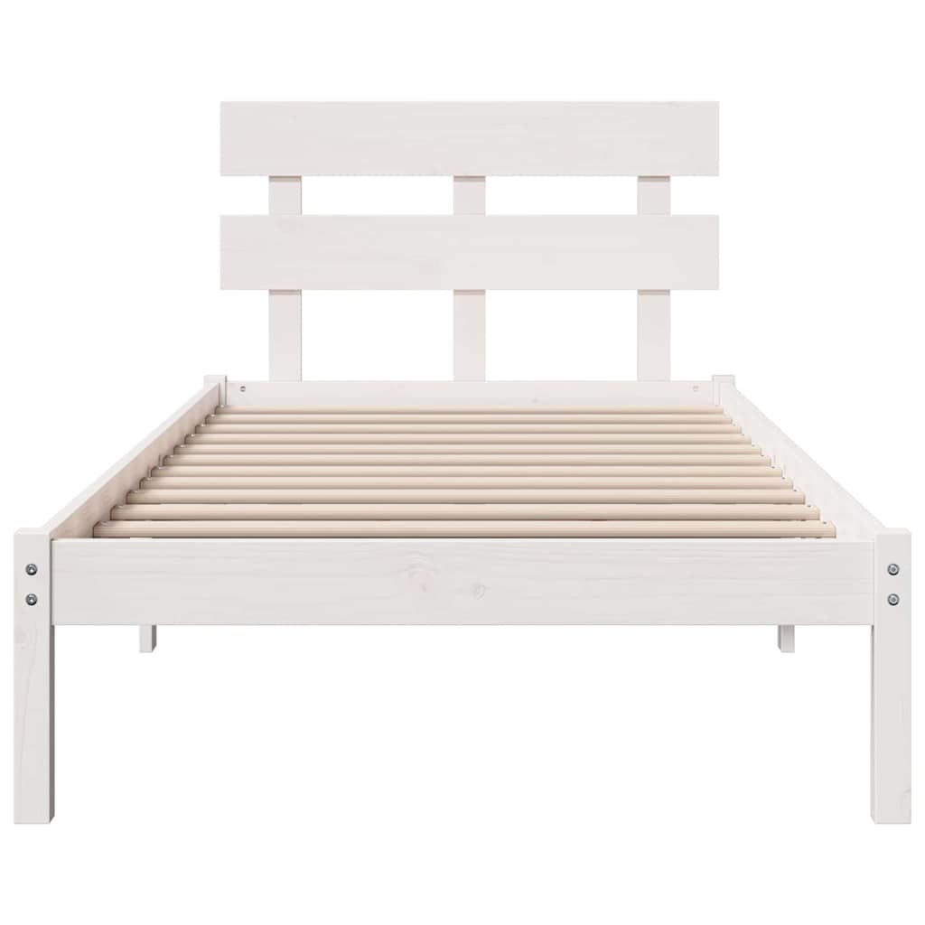 vidaXL Cadru de pat cu headboard Alb 100 x 200 cm Lemn masiv de pin