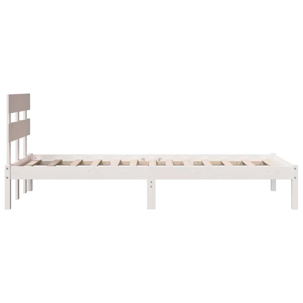 vidaXL Cadru de pat cu headboard Alb 100 x 200 cm Lemn masiv de pin