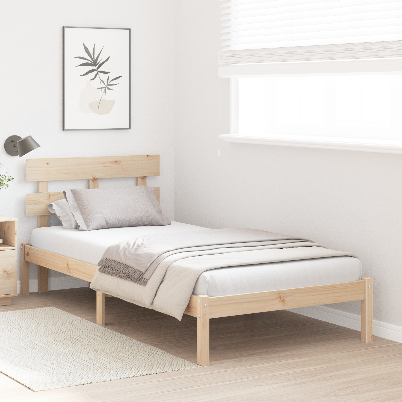 vidaXL Cadru de pat cu headboard Maro 75 x 190 cm Lemn masiv de pin