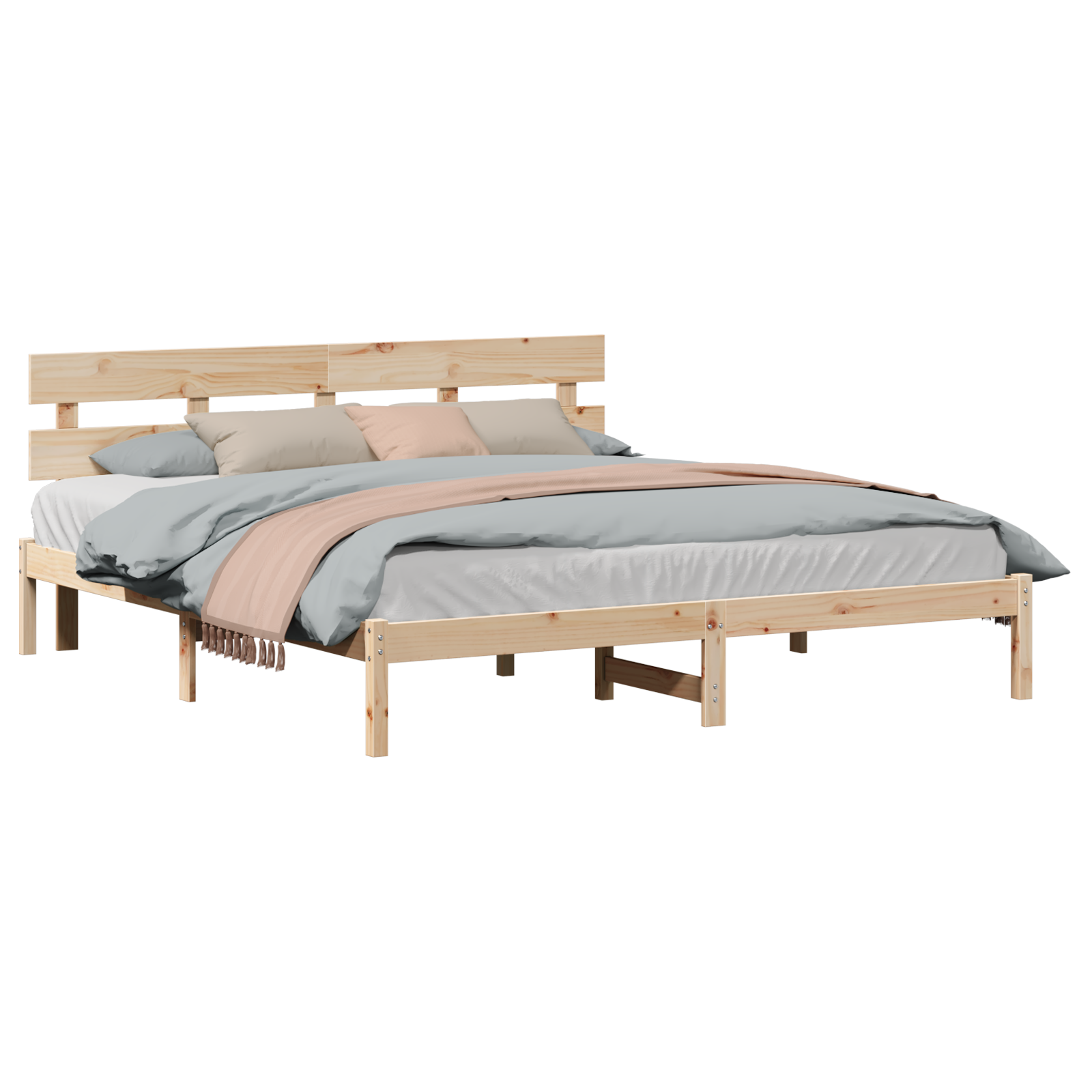 vidaXL Cadru de pat cu headboard Maro 200 x 200 cm Lemn masiv de pin vidaXL Cadru de pat cu headboard Maro 200 x 200 cm Lemn masiv de pin