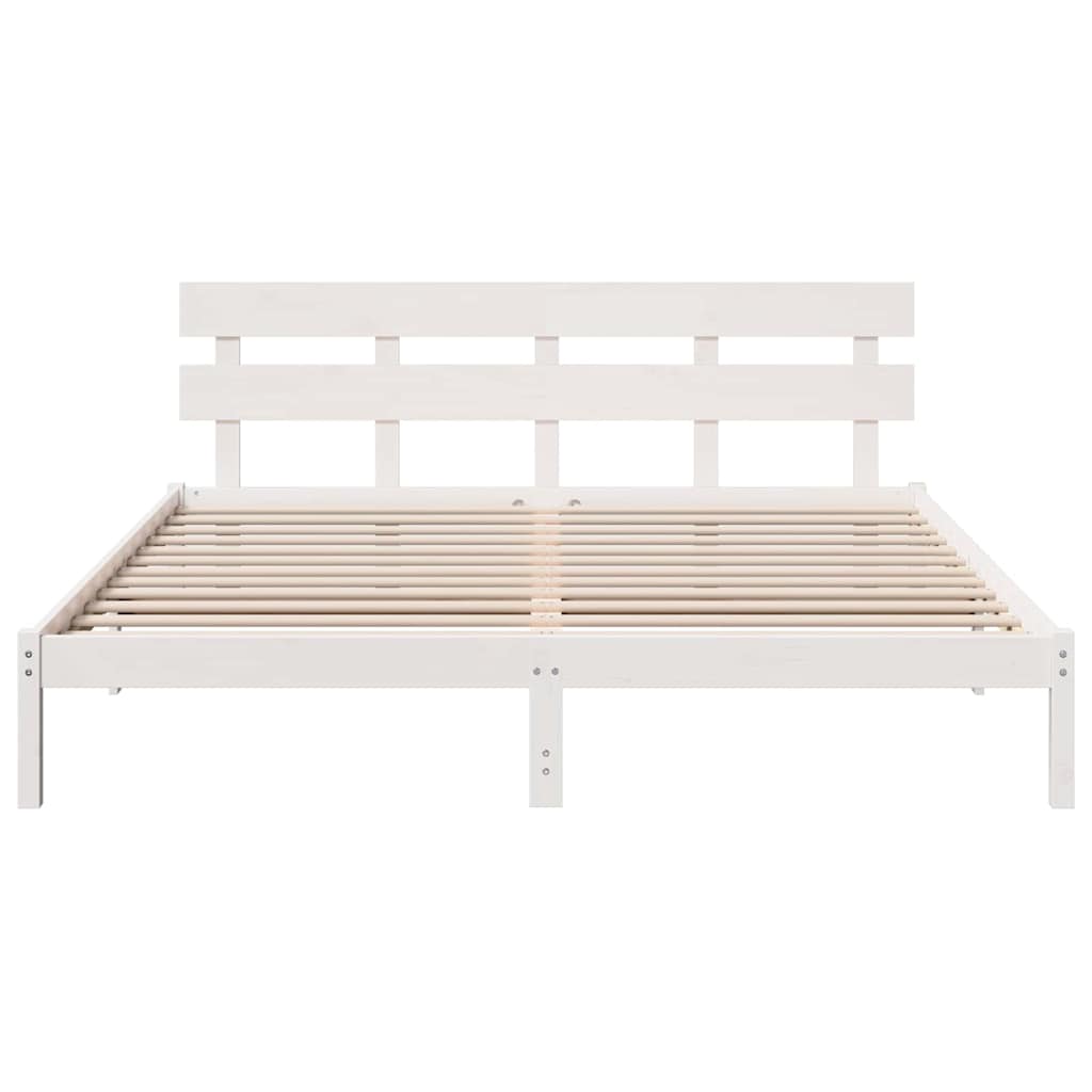 vidaXL Cadru de pat cu headboard Alb 200 x 200 cm Lemn masiv de pin vidaXL Cadru de pat cu headboard Alb 200 x 200 cm Lemn masiv de pin