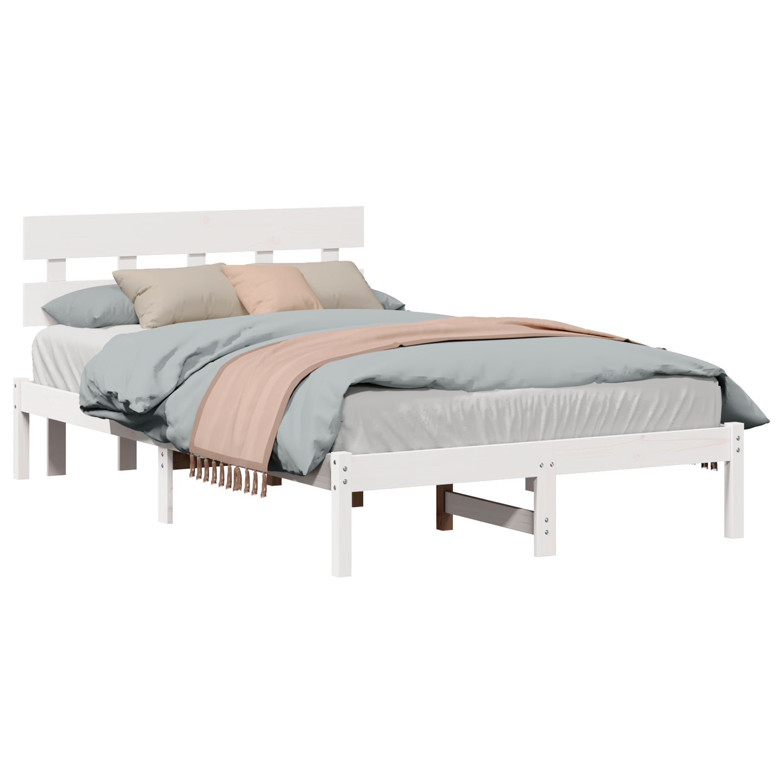 vidaXL Cadru de pat cu headboard Alb 120 x 190 cm Lemn masiv de pin vidaXL Cadru de pat cu headboard Alb 120 x 190 cm Lemn masiv de pin