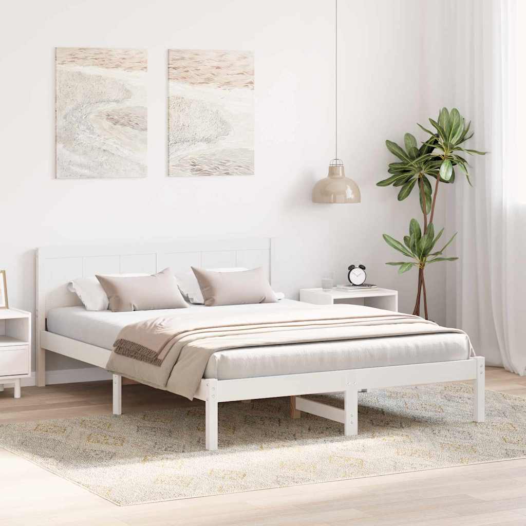 vidaXL Cadru de pat Alb 160 x 200 cm Lemn masiv de pin vidaXL Cadru de pat Alb 160 x 200 cm Lemn masiv de pin