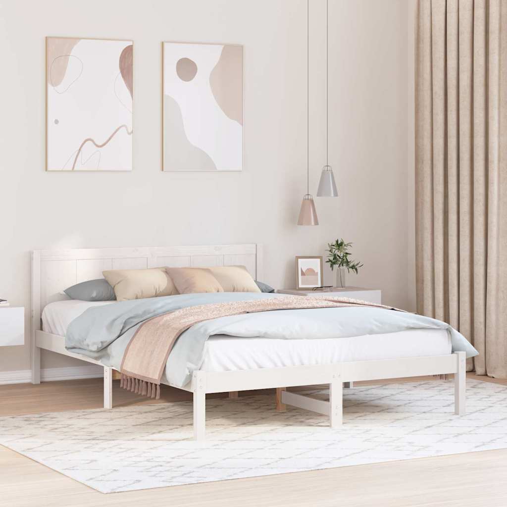 vidaXL Cadru de pat Alb 160 x 200 cm Lemn masiv de pin vidaXL Cadru de pat Alb 160 x 200 cm Lemn masiv de pin