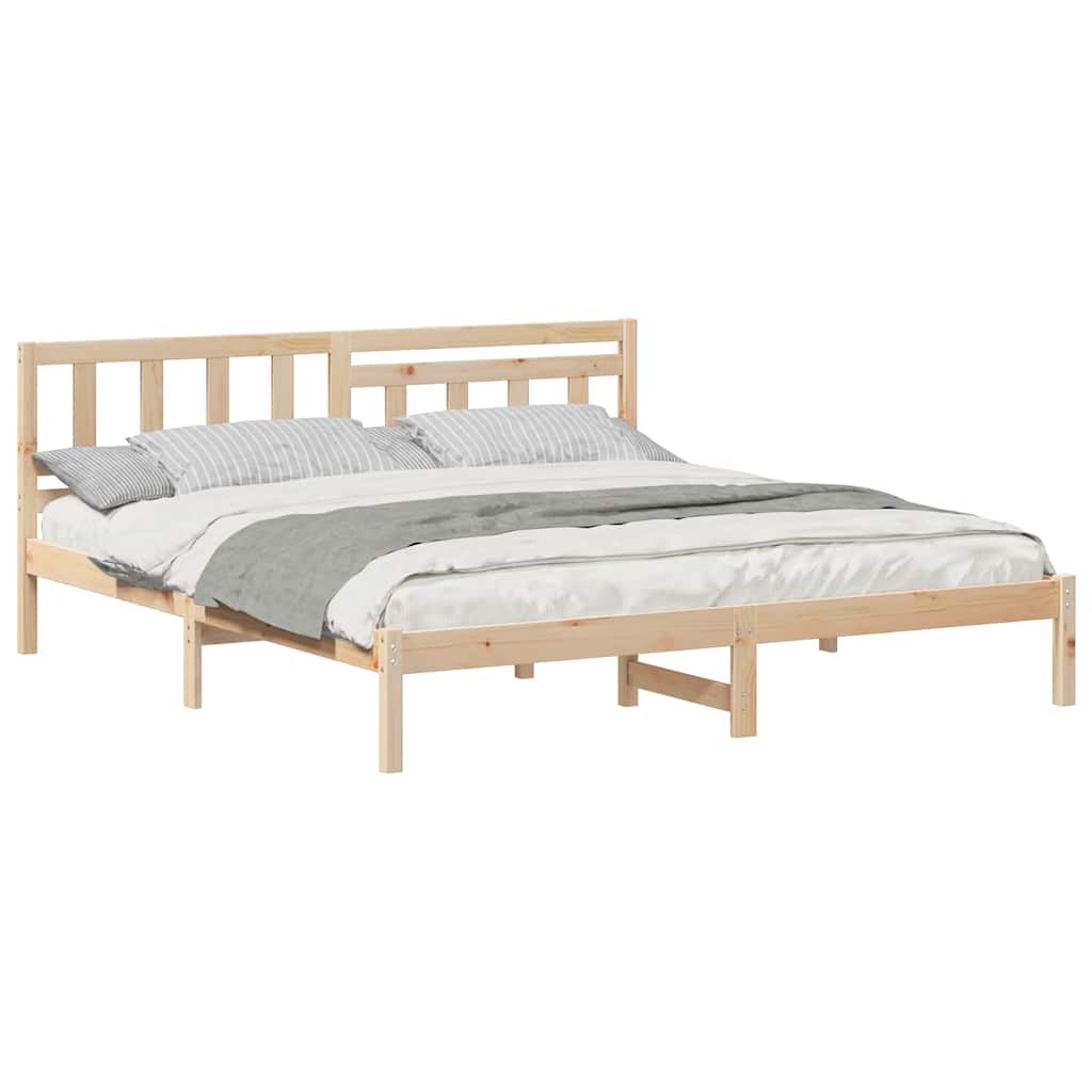 vidaXL Cadru de pat cu headboard Maro 200 x 200 cm Lemn masiv de pin vidaXL Cadru de pat cu headboard Maro 200 x 200 cm Lemn masiv de pin
