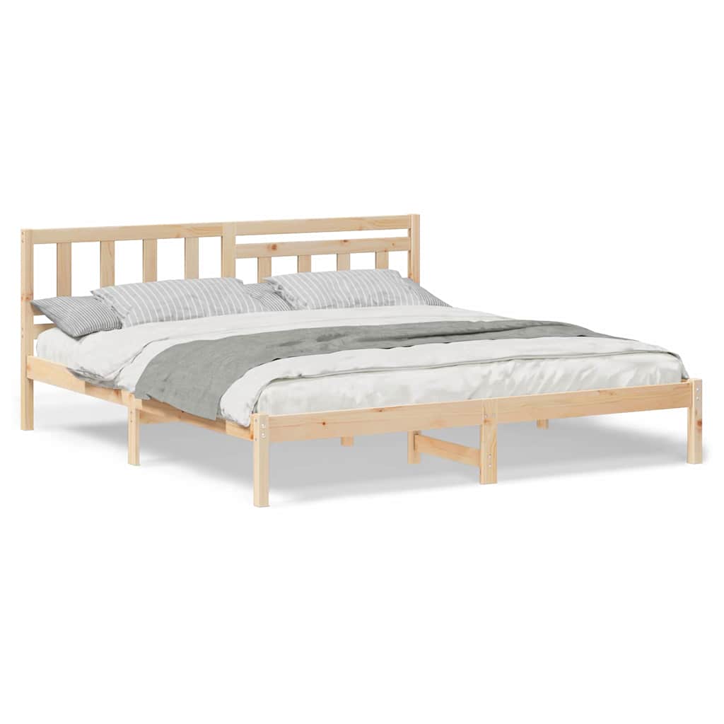 vidaXL Cadru de pat cu headboard Maro 200 x 200 cm Lemn masiv de pin vidaXL Cadru de pat cu headboard Maro 200 x 200 cm Lemn masiv de pin