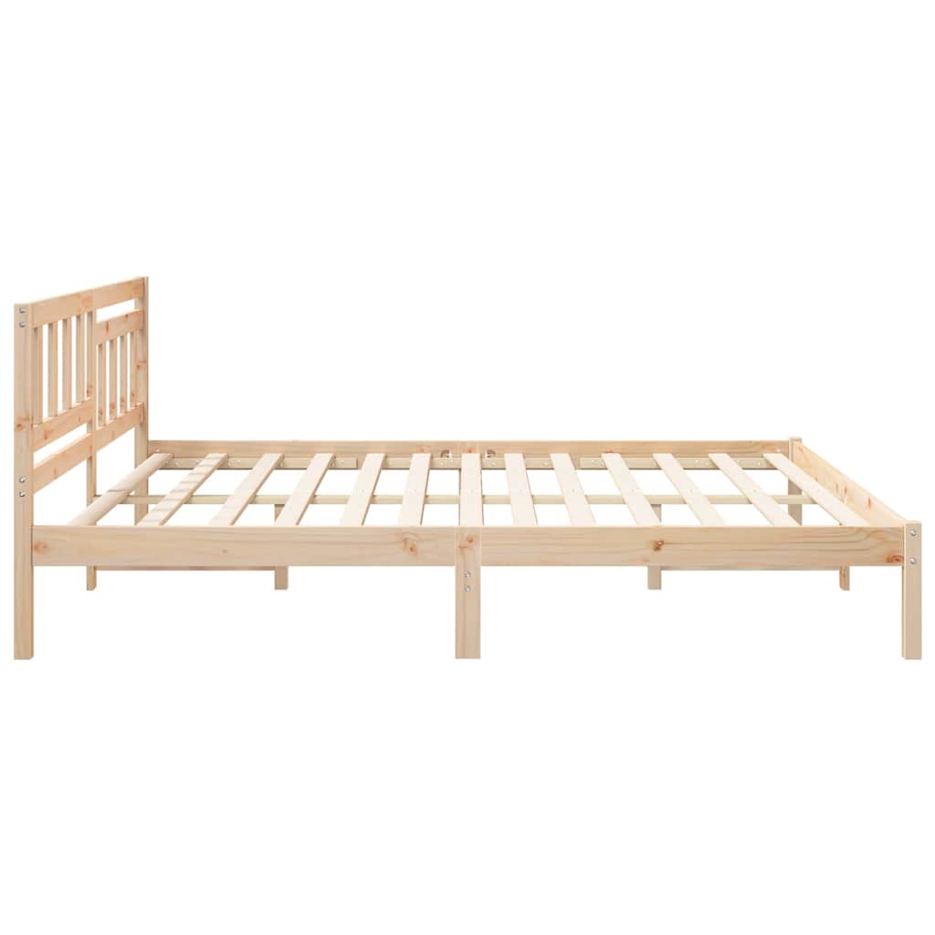 vidaXL Cadru de pat cu headboard Maro 200 x 200 cm Lemn masiv de pin vidaXL Cadru de pat cu headboard Maro 200 x 200 cm Lemn masiv de pin