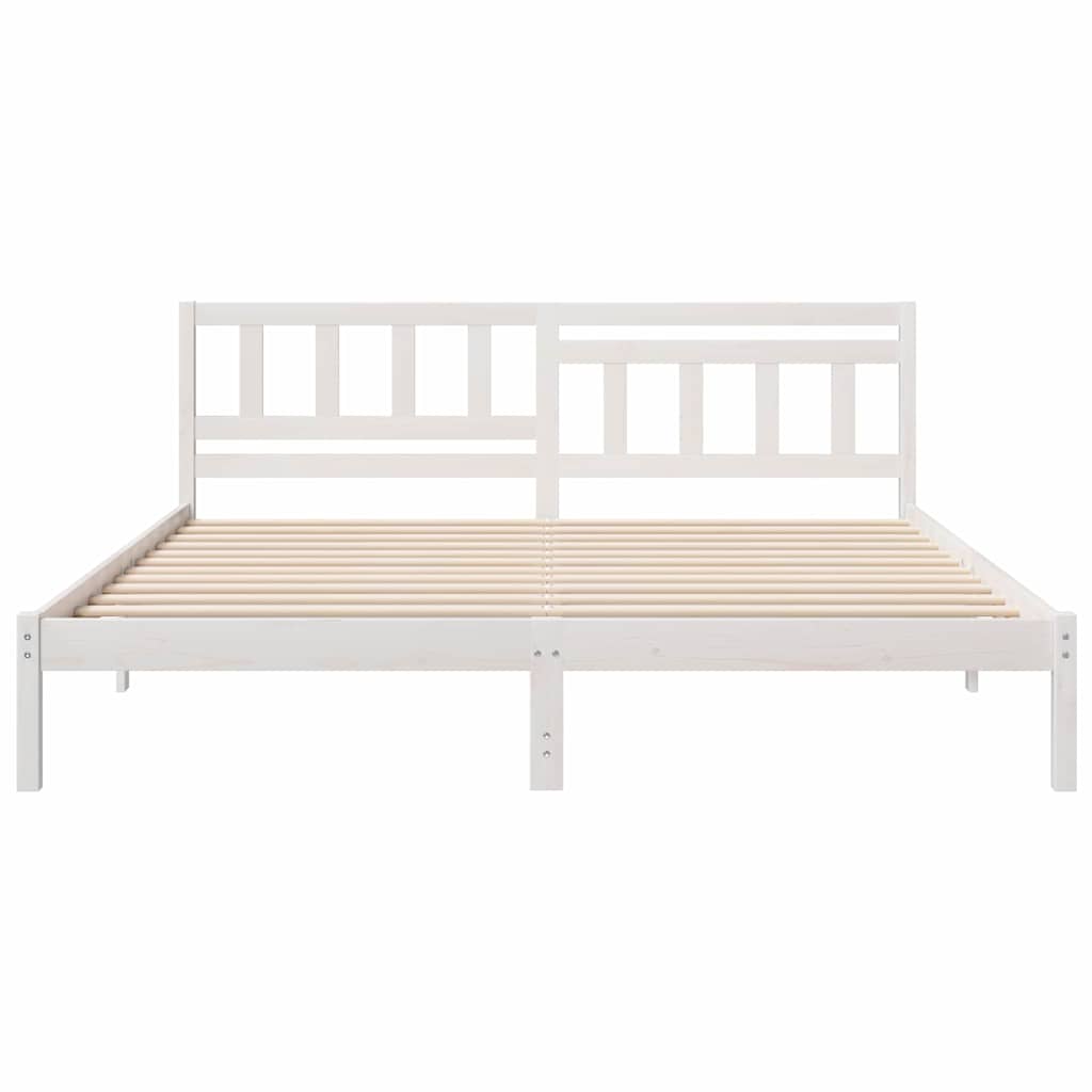 vidaXL Cadru de pat cu headboard Alb 200 x 200 cm Lemn masiv de pin vidaXL Cadru de pat cu headboard Alb 200 x 200 cm Lemn masiv de pin