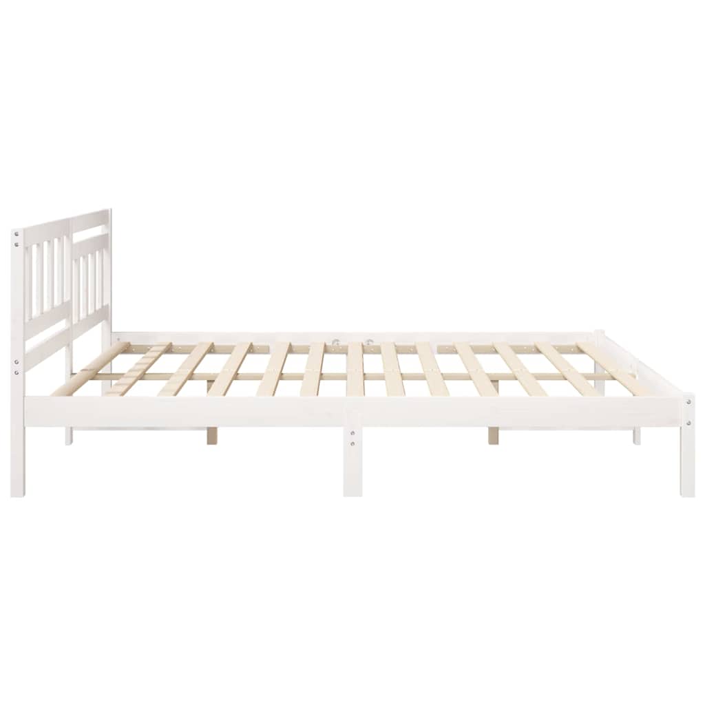 vidaXL Cadru de pat cu headboard Alb 200 x 200 cm Lemn masiv de pin vidaXL Cadru de pat cu headboard Alb 200 x 200 cm Lemn masiv de pin