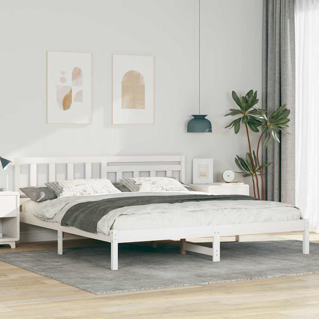 vidaXL Cadru de pat cu headboard Alb 200 x 200 cm Lemn masiv de pin vidaXL Cadru de pat cu headboard Alb 200 x 200 cm Lemn masiv de pin