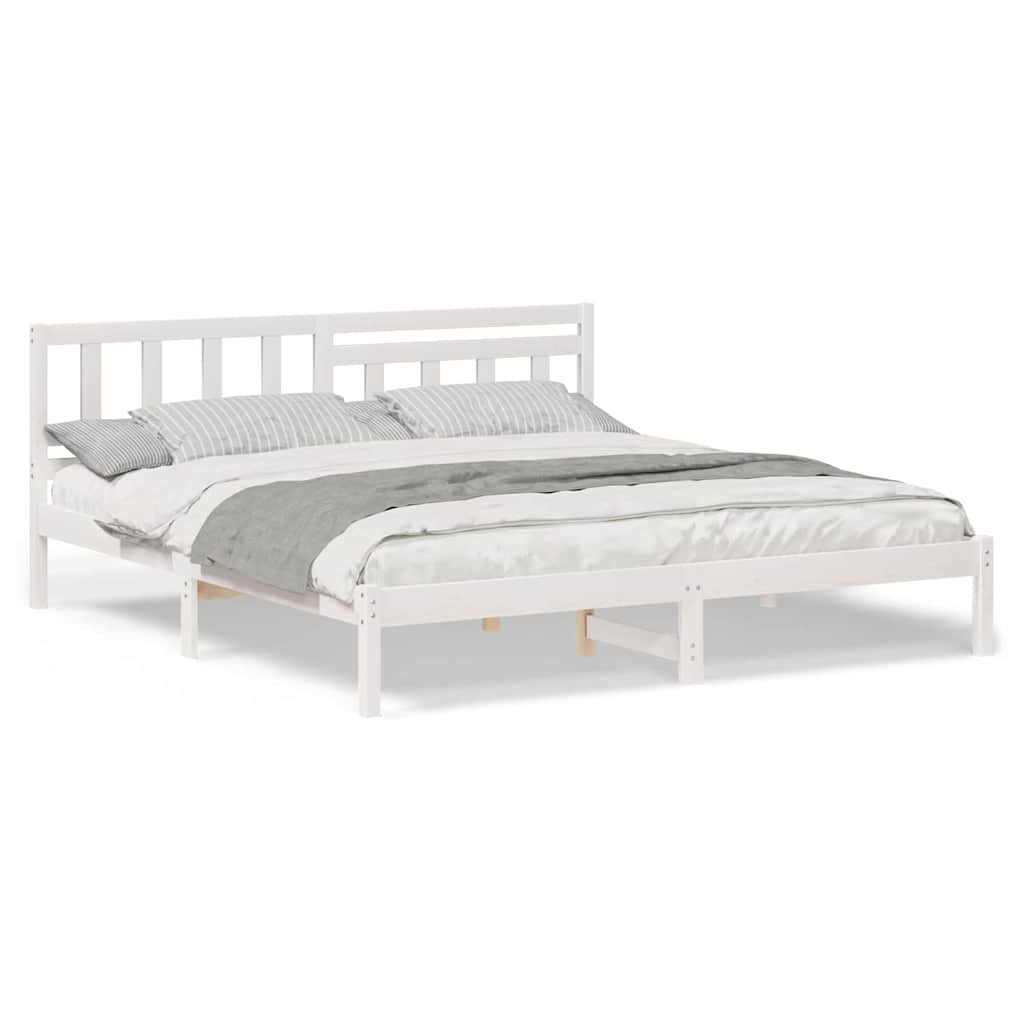 vidaXL Cadru de pat cu headboard Alb 180 x 200 cm Lemn masiv de pin vidaXL Cadru de pat cu headboard Alb 180 x 200 cm Lemn masiv de pin
