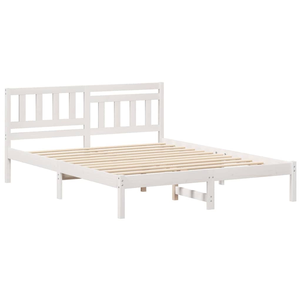 vidaXL Cadru de pat cu headboard Alb 160 x 200 cm Lemn masiv de pin vidaXL Cadru de pat cu headboard Alb 160 x 200 cm Lemn masiv de pin