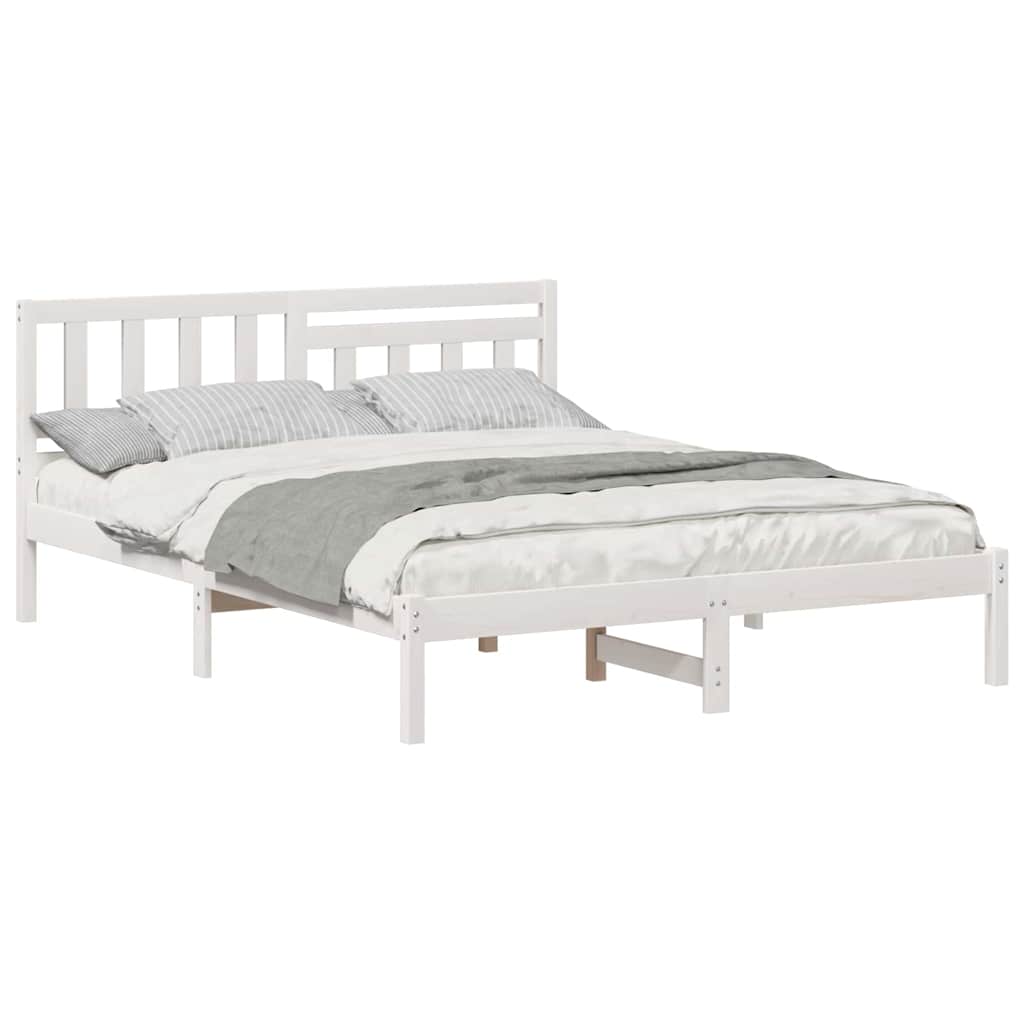 vidaXL Cadru de pat cu headboard Alb 160 x 200 cm Lemn masiv de pin vidaXL Cadru de pat cu headboard Alb 160 x 200 cm Lemn masiv de pin