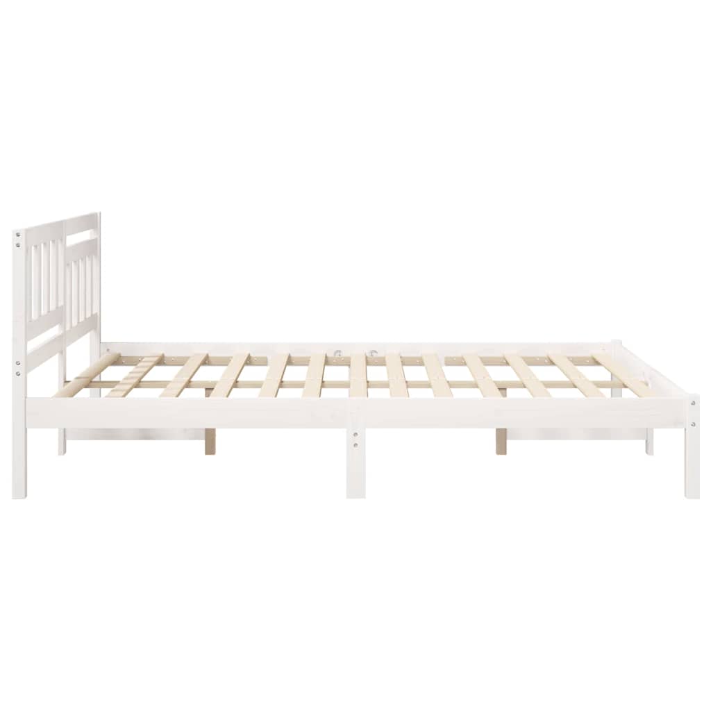 vidaXL Cadru de pat cu headboard Alb 160 x 200 cm Lemn masiv de pin vidaXL Cadru de pat cu headboard Alb 160 x 200 cm Lemn masiv de pin