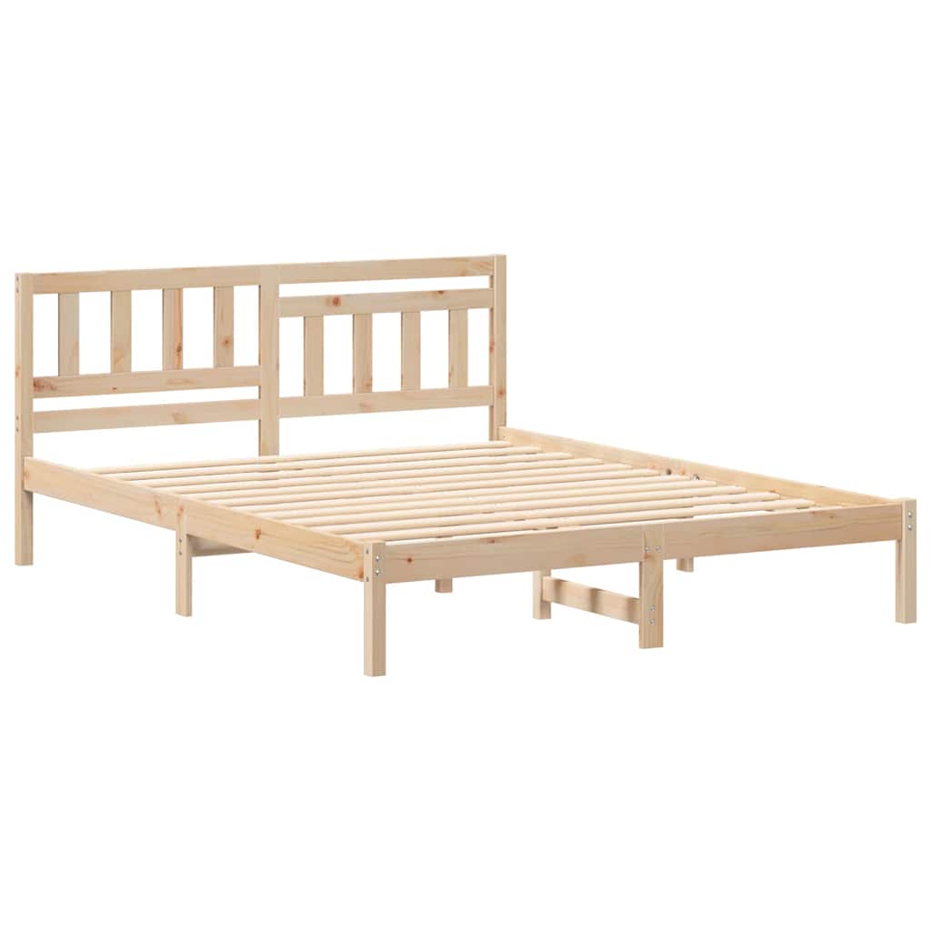 vidaXL Cadru de pat cu headboard Maro 150 x 200 cm Lemn masiv de pin vidaXL Cadru de pat cu headboard Maro 150 x 200 cm Lemn masiv de pin