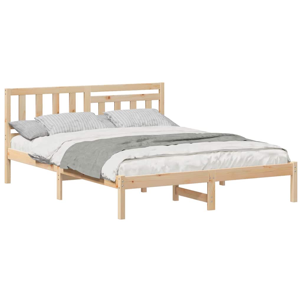 vidaXL Cadru de pat cu headboard Maro 150 x 200 cm Lemn masiv de pin vidaXL Cadru de pat cu headboard Maro 150 x 200 cm Lemn masiv de pin