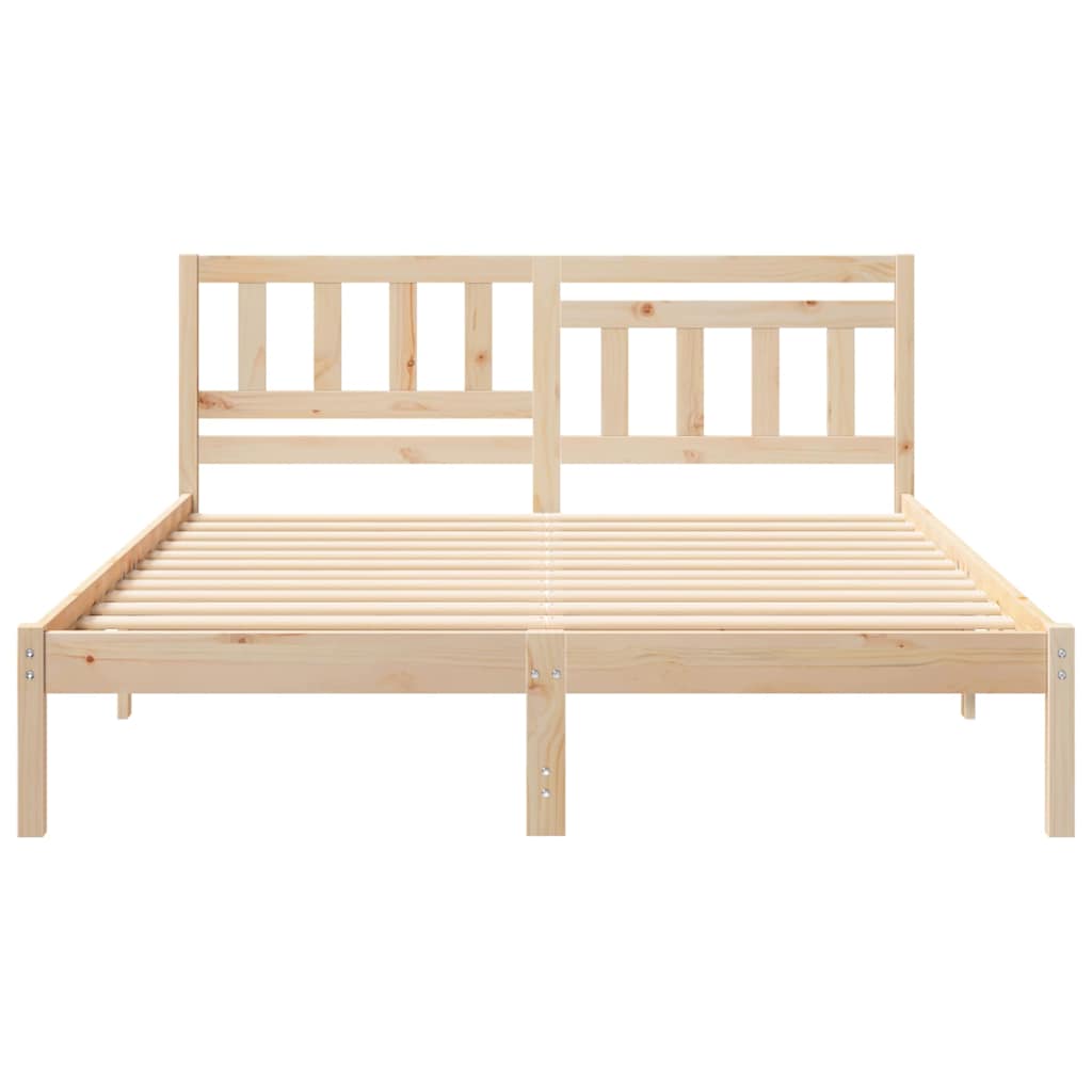 vidaXL Cadru de pat cu headboard Maro 150 x 200 cm Lemn masiv de pin vidaXL Cadru de pat cu headboard Maro 150 x 200 cm Lemn masiv de pin