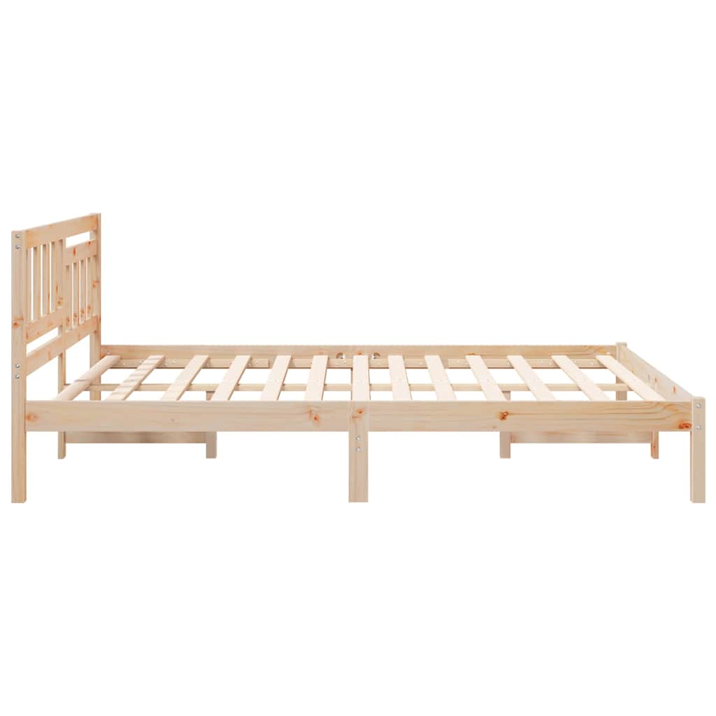 vidaXL Cadru de pat cu headboard Maro 150 x 200 cm Lemn masiv de pin vidaXL Cadru de pat cu headboard Maro 150 x 200 cm Lemn masiv de pin