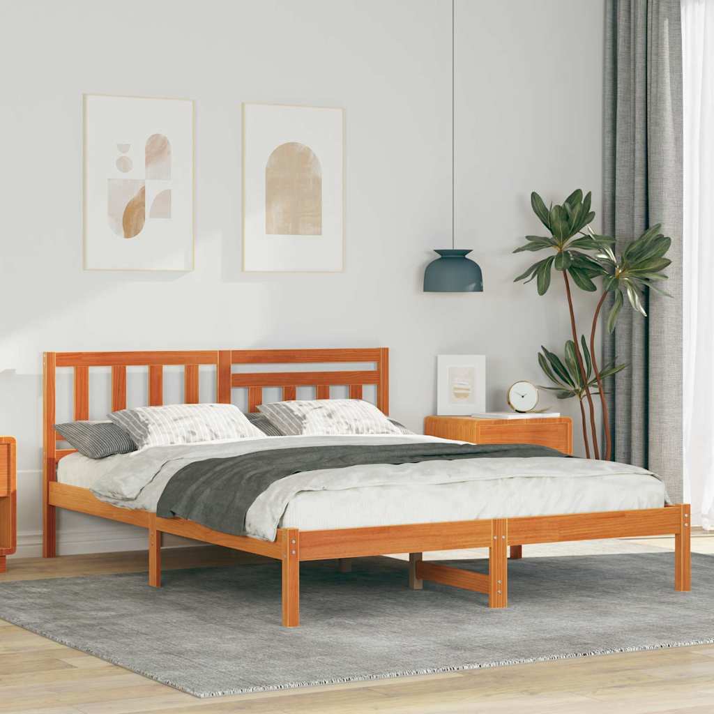 vidaXL Cadru de pat Maro ceruit 140 x 190 cm Lemn masiv de pin vidaXL Cadru de pat Maro ceruit 140 x 190 cm Lemn masiv de pin