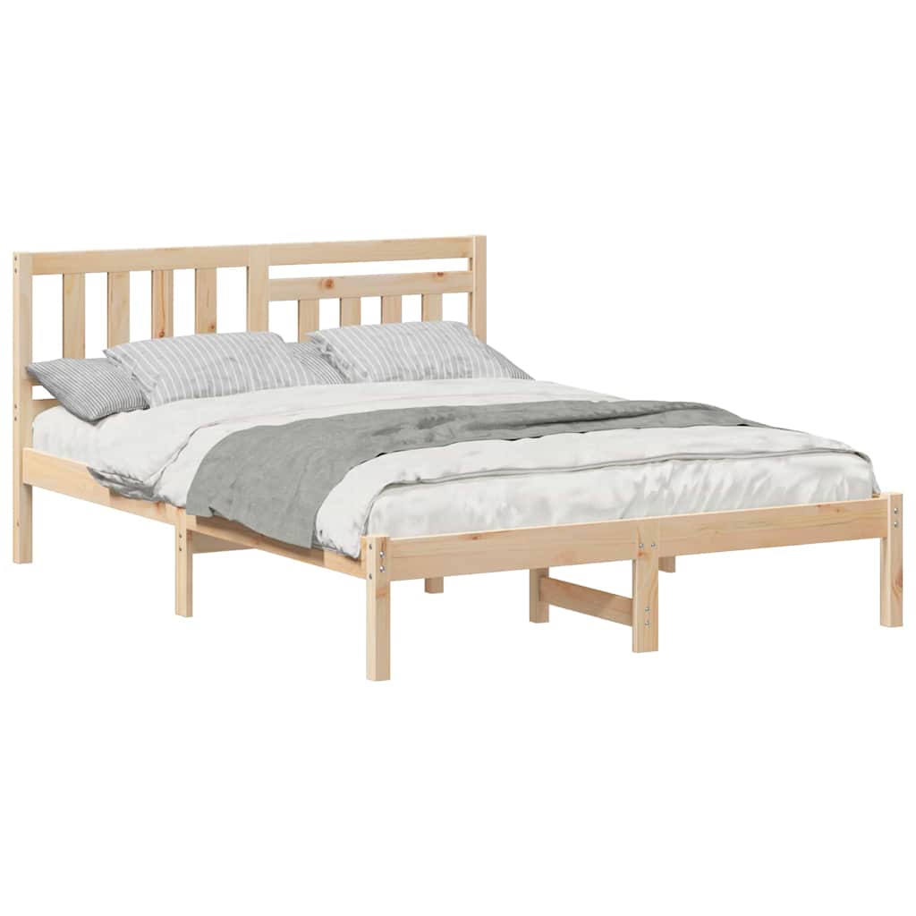 vidaXL Cadru de pat cu headboard Maro 120 x 190 cm Lemn masiv de pin vidaXL Cadru de pat cu headboard Maro 120 x 190 cm Lemn masiv de pin
