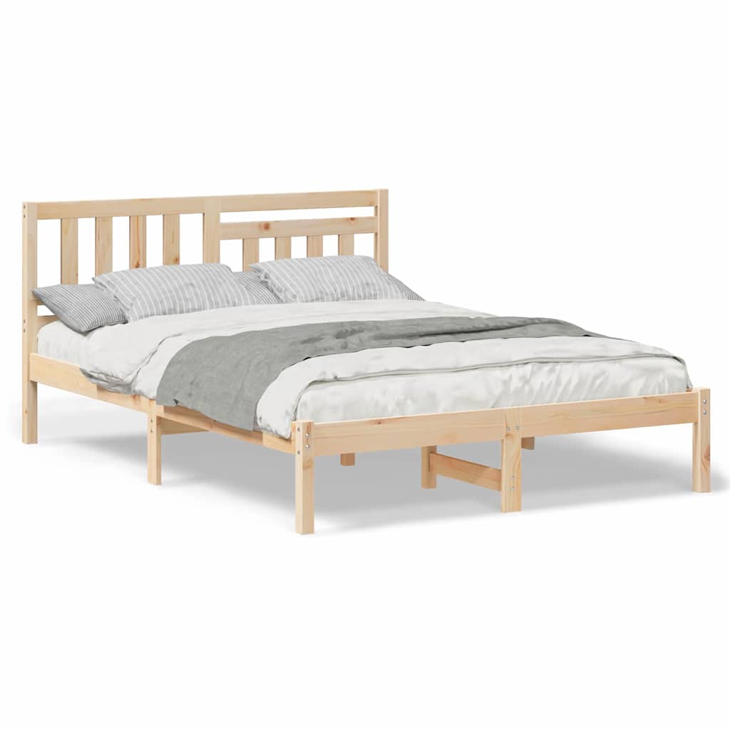 vidaXL Cadru de pat cu headboard Maro 120 x 190 cm Lemn masiv de pin vidaXL Cadru de pat cu headboard Maro 120 x 190 cm Lemn masiv de pin