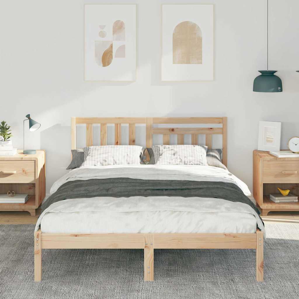 vidaXL Cadru de pat cu headboard Maro 120 x 190 cm Lemn masiv de pin vidaXL Cadru de pat cu headboard Maro 120 x 190 cm Lemn masiv de pin