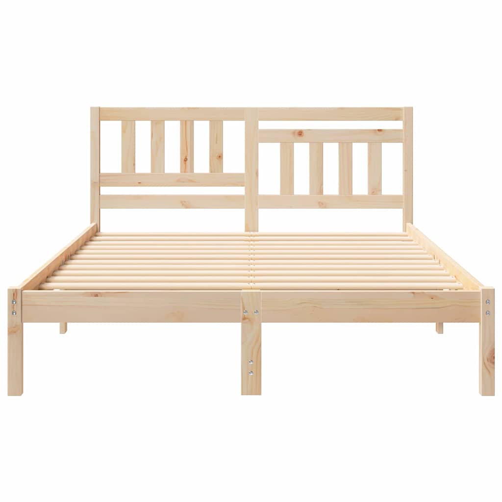 vidaXL Cadru de pat cu headboard Maro 120 x 190 cm Lemn masiv de pin vidaXL Cadru de pat cu headboard Maro 120 x 190 cm Lemn masiv de pin