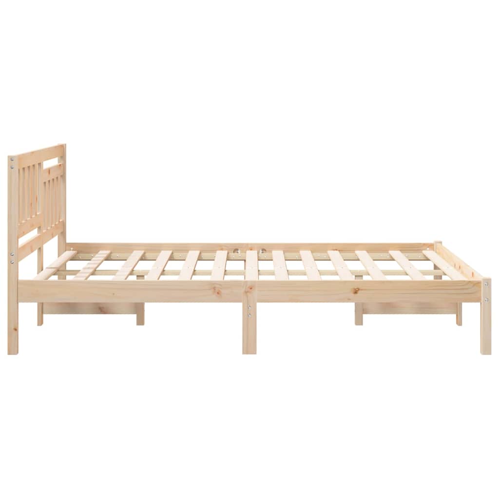 vidaXL Cadru de pat cu headboard Maro 120 x 190 cm Lemn masiv de pin vidaXL Cadru de pat cu headboard Maro 120 x 190 cm Lemn masiv de pin