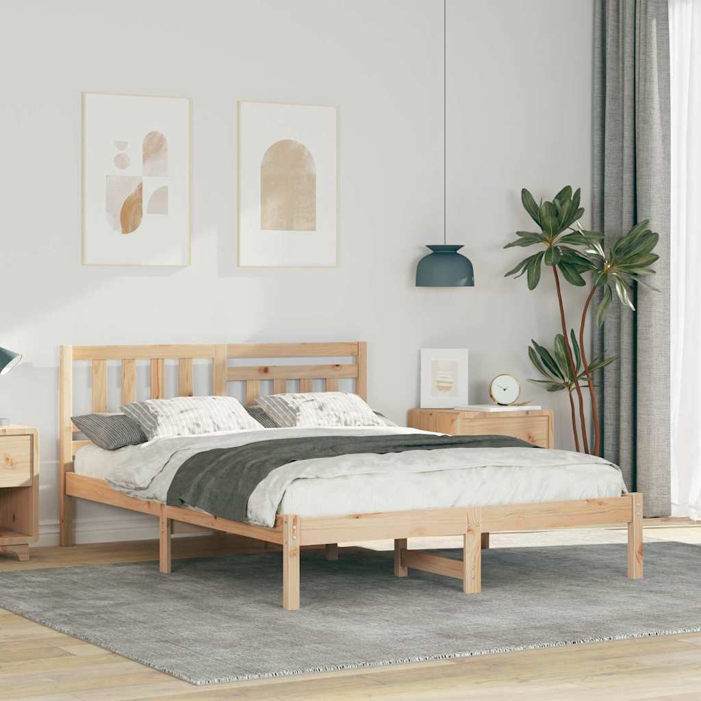 vidaXL Cadru de pat cu headboard Maro 120 x 190 cm Lemn masiv de pin vidaXL Cadru de pat cu headboard Maro 120 x 190 cm Lemn masiv de pin
