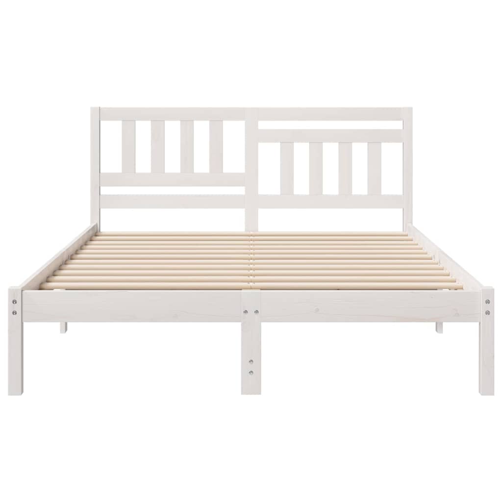 vidaXL Cadru de pat cu headboard Alb 120 x 190 cm Lemn masiv de pin
