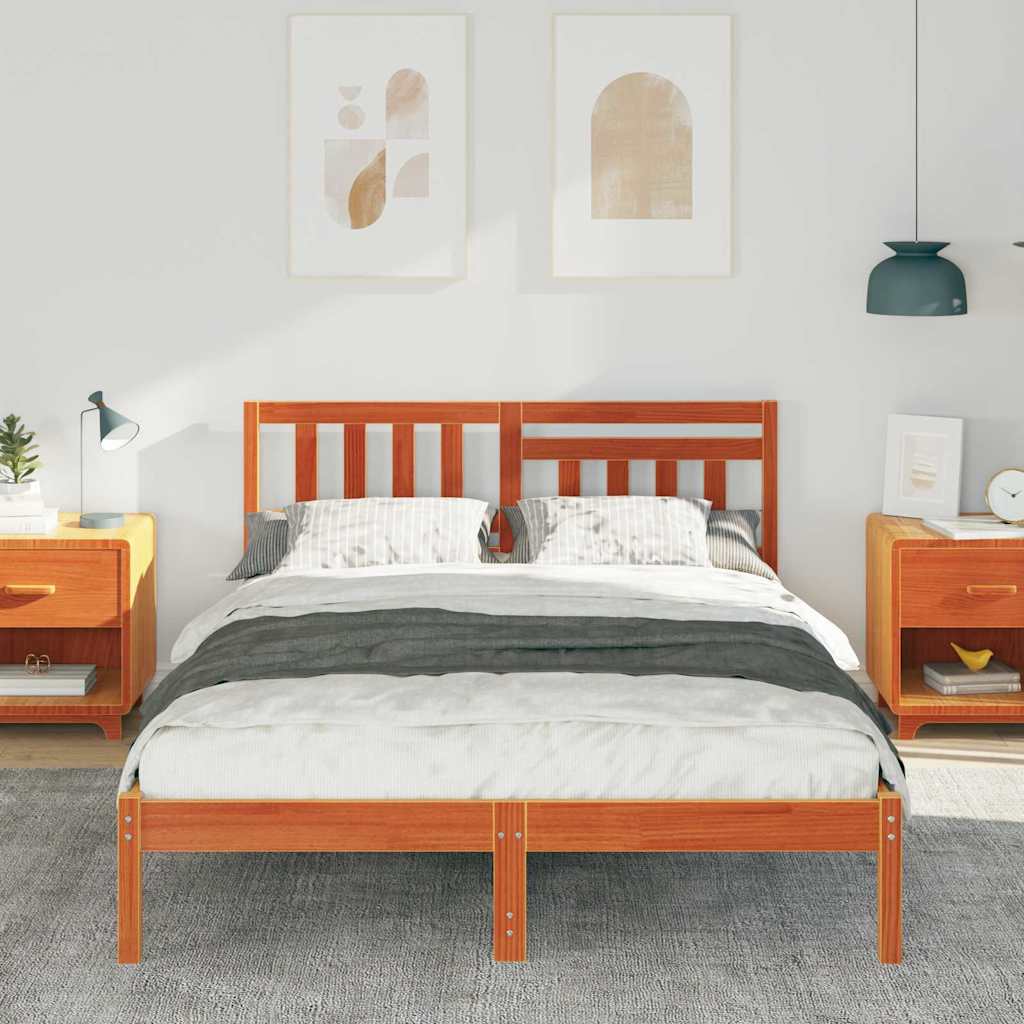 vidaXL Cadru de pat Maro ceruit 120 x 190 cm Lemn masiv de pin vidaXL Cadru de pat Maro ceruit 120 x 190 cm Lemn masiv de pin