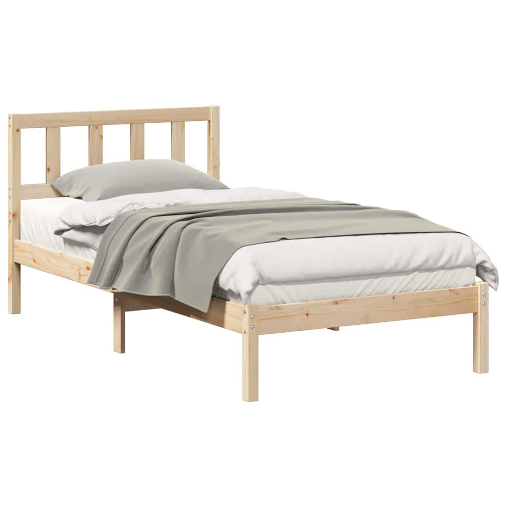 vidaXL Cadru de pat cu headboard Maro 100 x 200 cm Lemn masiv de pin vidaXL Cadru de pat cu headboard Maro 100 x 200 cm Lemn masiv de pin