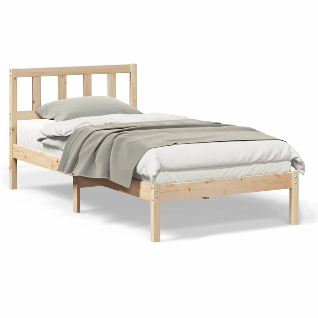 vidaXL Cadru de pat cu headboard Maro 100 x 200 cm Lemn masiv de pin vidaXL Cadru de pat cu headboard Maro 100 x 200 cm Lemn masiv de pin
