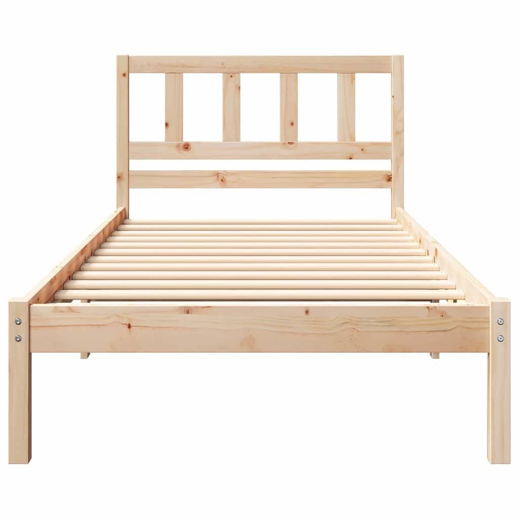 vidaXL Cadru de pat cu headboard Maro 100 x 200 cm Lemn masiv de pin vidaXL Cadru de pat cu headboard Maro 100 x 200 cm Lemn masiv de pin