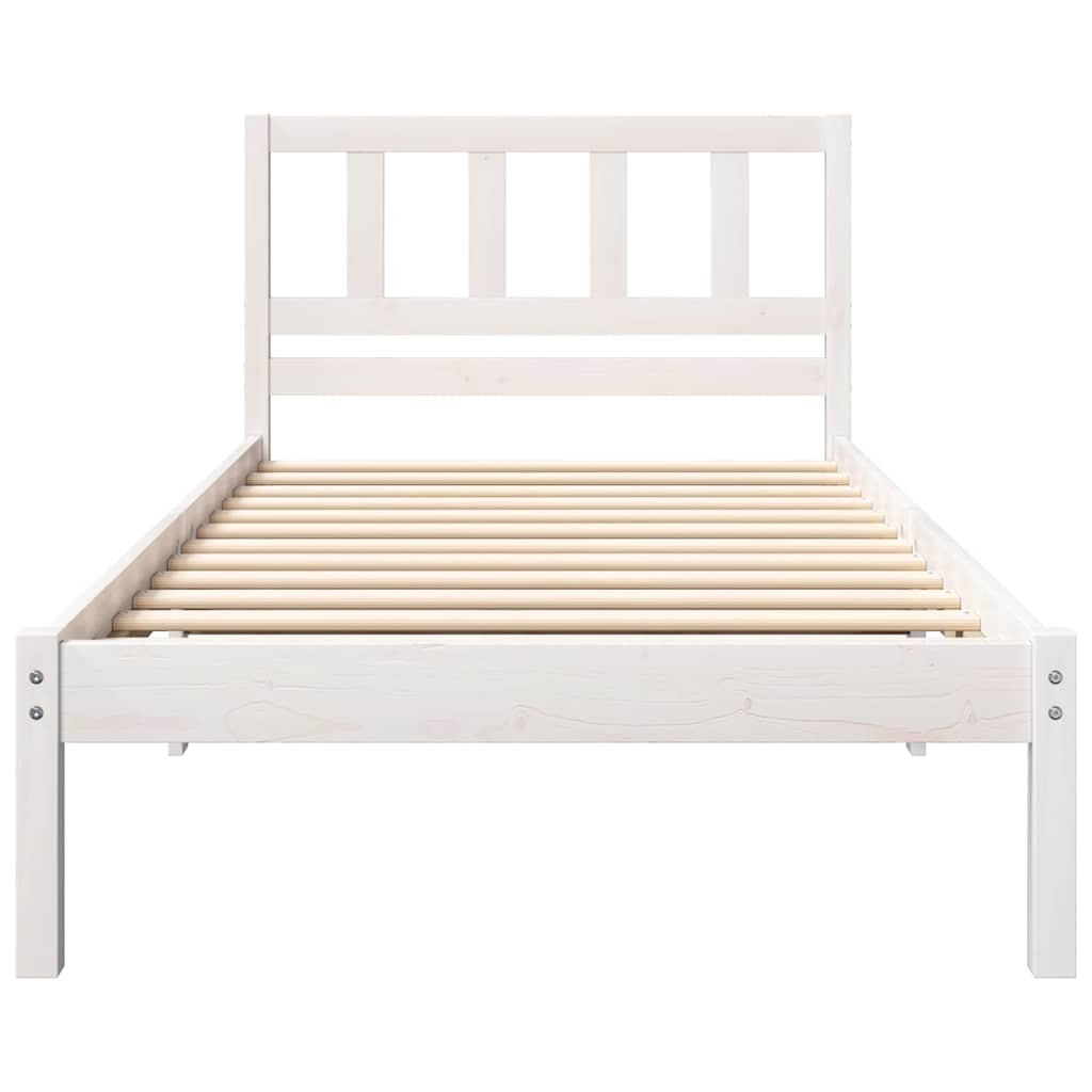 vidaXL Cadru de pat cu headboard Alb 75 x 190 cm Lemn masiv de pin vidaXL Cadru de pat cu headboard Alb 75 x 190 cm Lemn masiv de pin