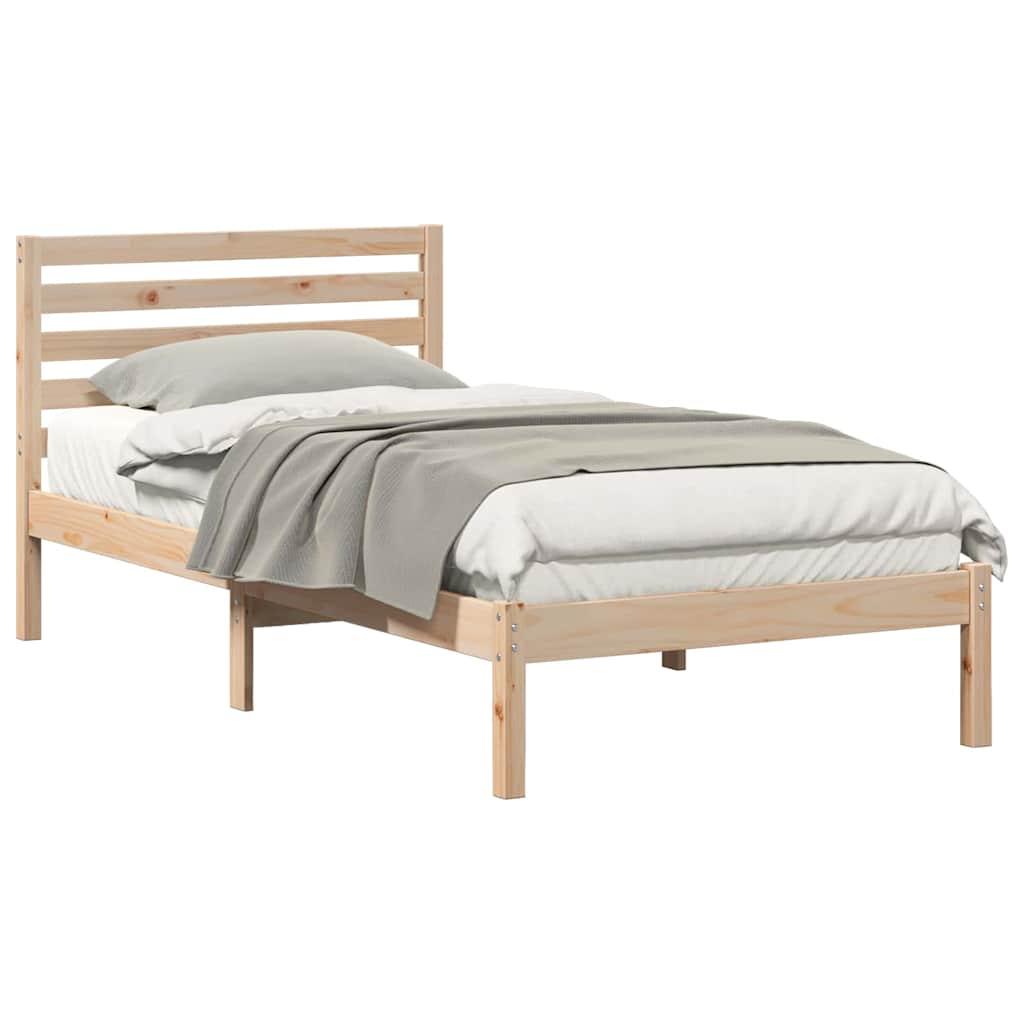 vidaXL Cadru de pat cu headboard Maro 100 x 200 cm Lemn masiv de pin vidaXL Cadru de pat cu headboard Maro 100 x 200 cm Lemn masiv de pin