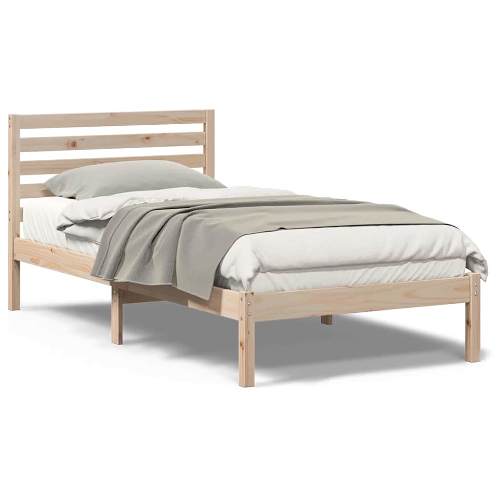 vidaXL Cadru de pat cu headboard Maro 100 x 200 cm Lemn masiv de pin vidaXL Cadru de pat cu headboard Maro 100 x 200 cm Lemn masiv de pin