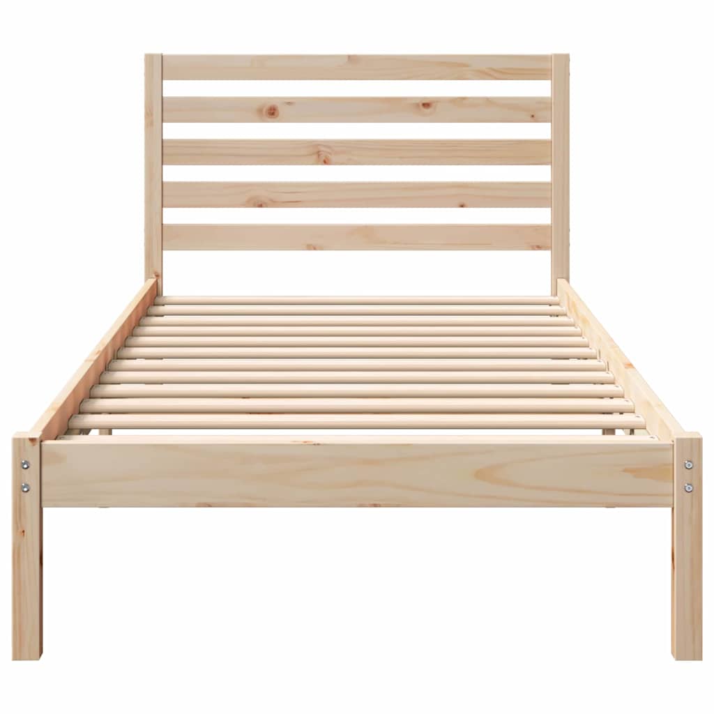 vidaXL Cadru de pat cu headboard Maro 100 x 200 cm Lemn masiv de pin vidaXL Cadru de pat cu headboard Maro 100 x 200 cm Lemn masiv de pin