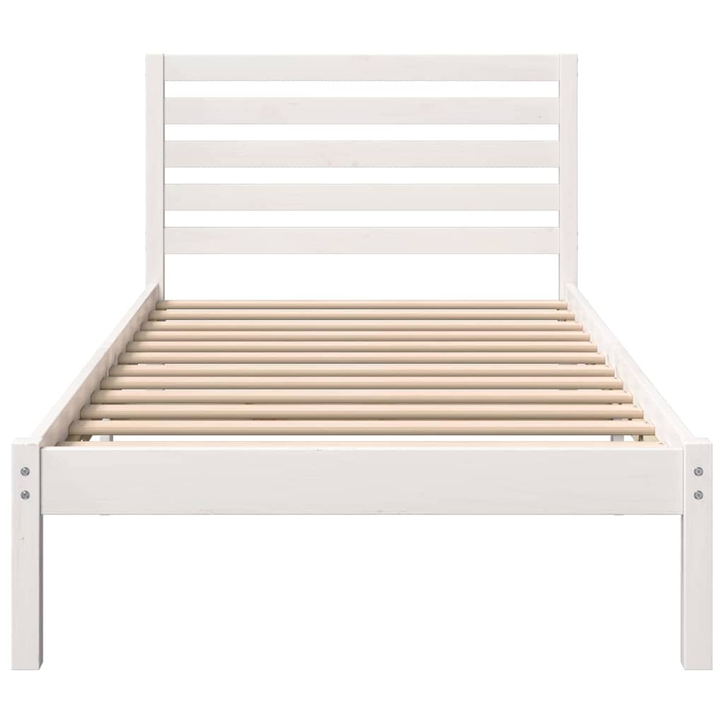 vidaXL Cadru de pat cu headboard Alb 100 x 200 cm Lemn masiv de pin