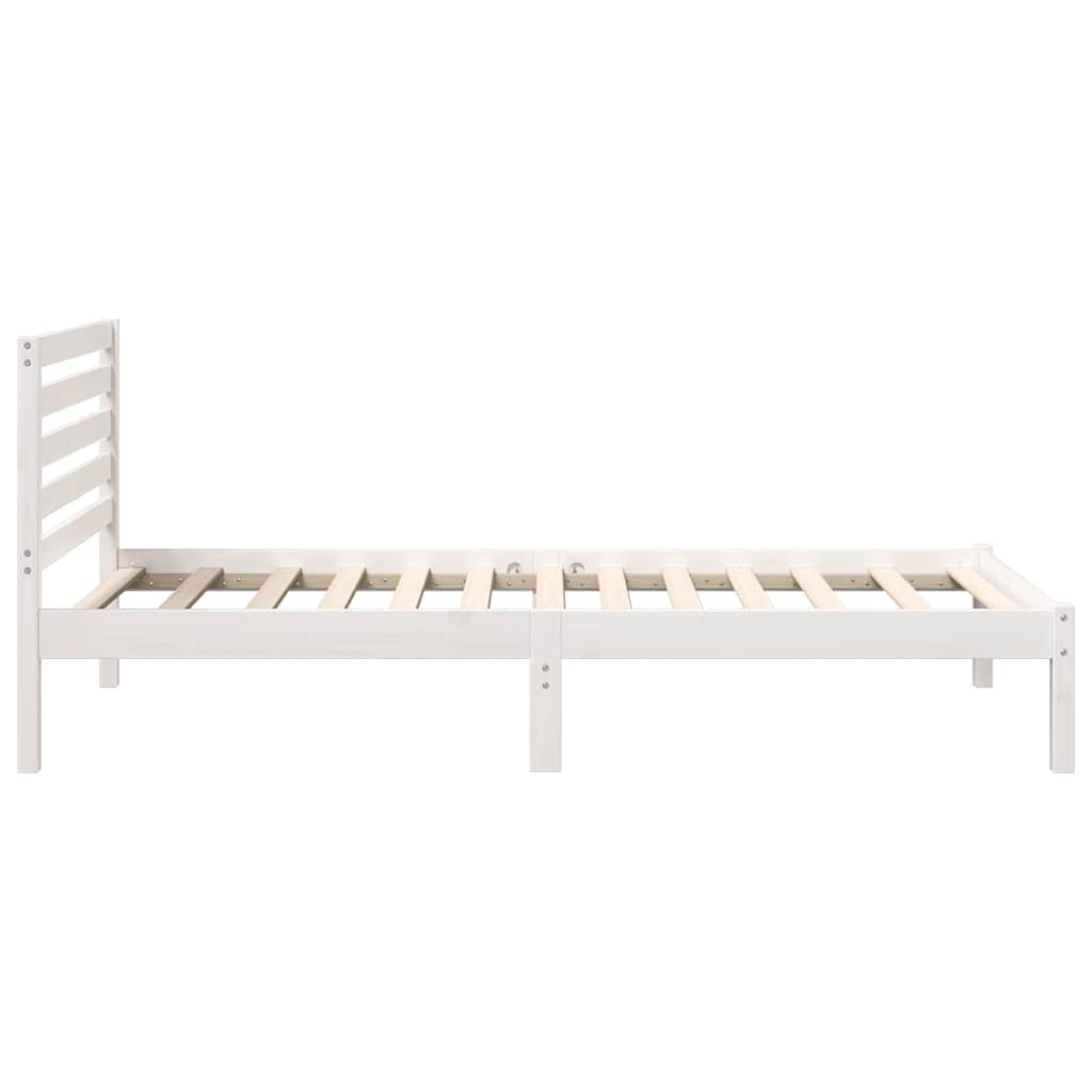 vidaXL Cadru de pat cu headboard Alb 100 x 200 cm Lemn masiv de pin