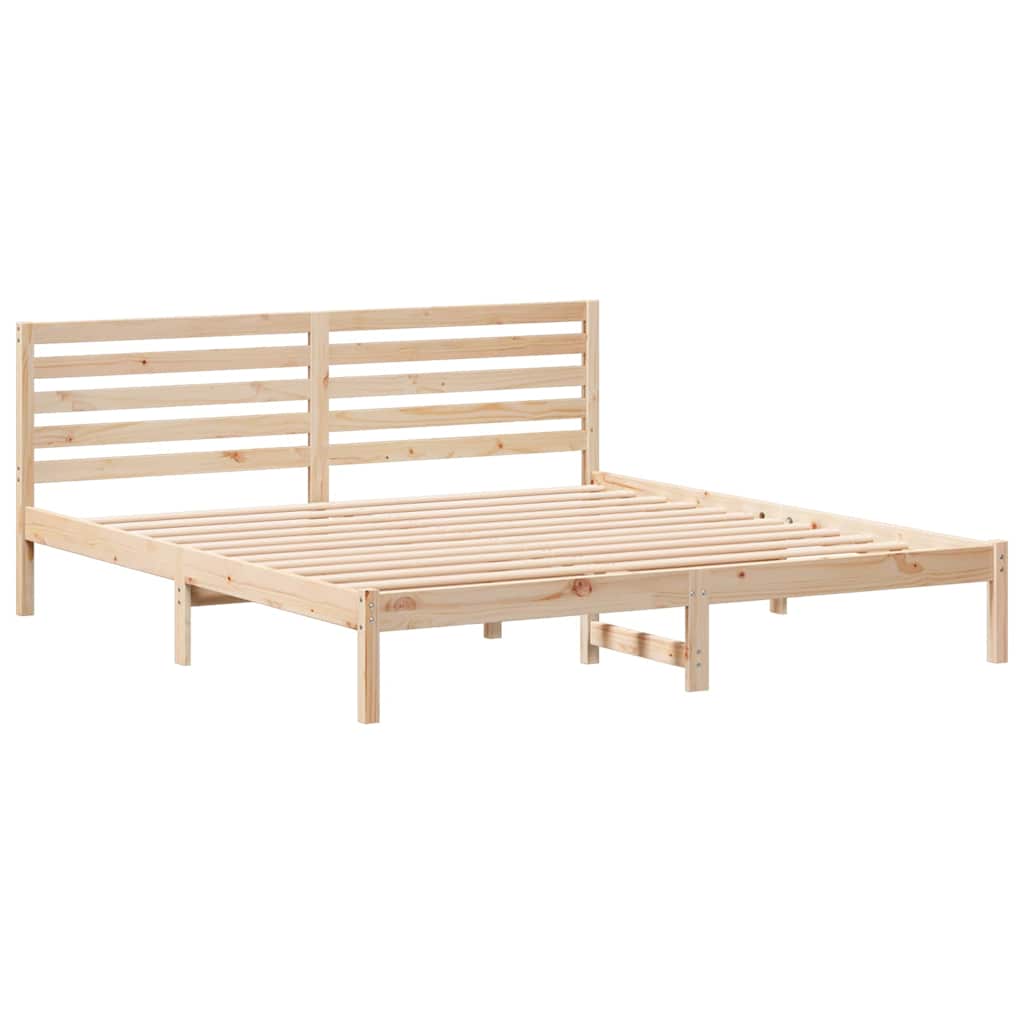 vidaXL Cadru de pat cu headboard Maro 200 x 200 cm Lemn masiv de pin vidaXL Cadru de pat cu headboard Maro 200 x 200 cm Lemn masiv de pin
