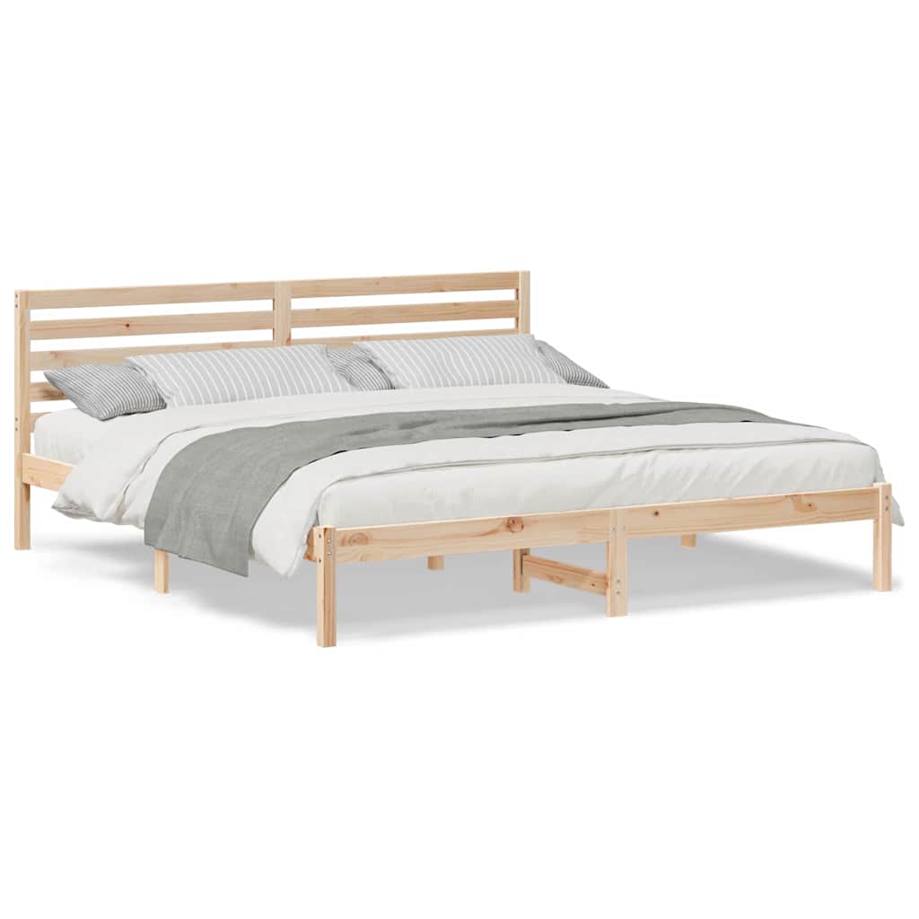 vidaXL Cadru de pat cu headboard Maro 200 x 200 cm Lemn masiv de pin vidaXL Cadru de pat cu headboard Maro 200 x 200 cm Lemn masiv de pin