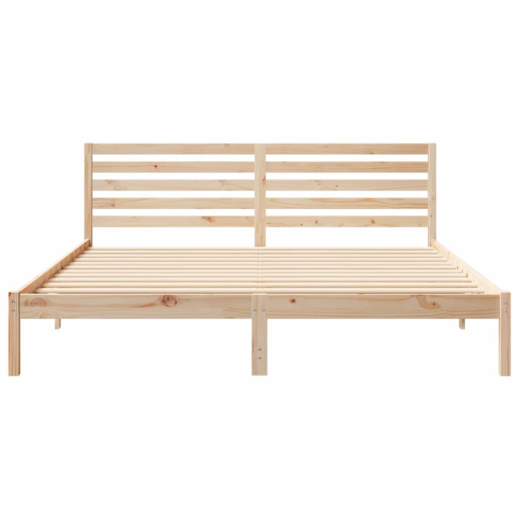 vidaXL Cadru de pat cu headboard Maro 200 x 200 cm Lemn masiv de pin vidaXL Cadru de pat cu headboard Maro 200 x 200 cm Lemn masiv de pin