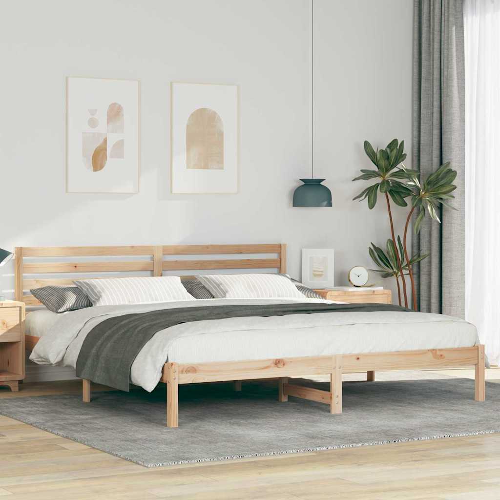 vidaXL Cadru de pat cu headboard Maro 200 x 200 cm Lemn masiv de pin vidaXL Cadru de pat cu headboard Maro 200 x 200 cm Lemn masiv de pin