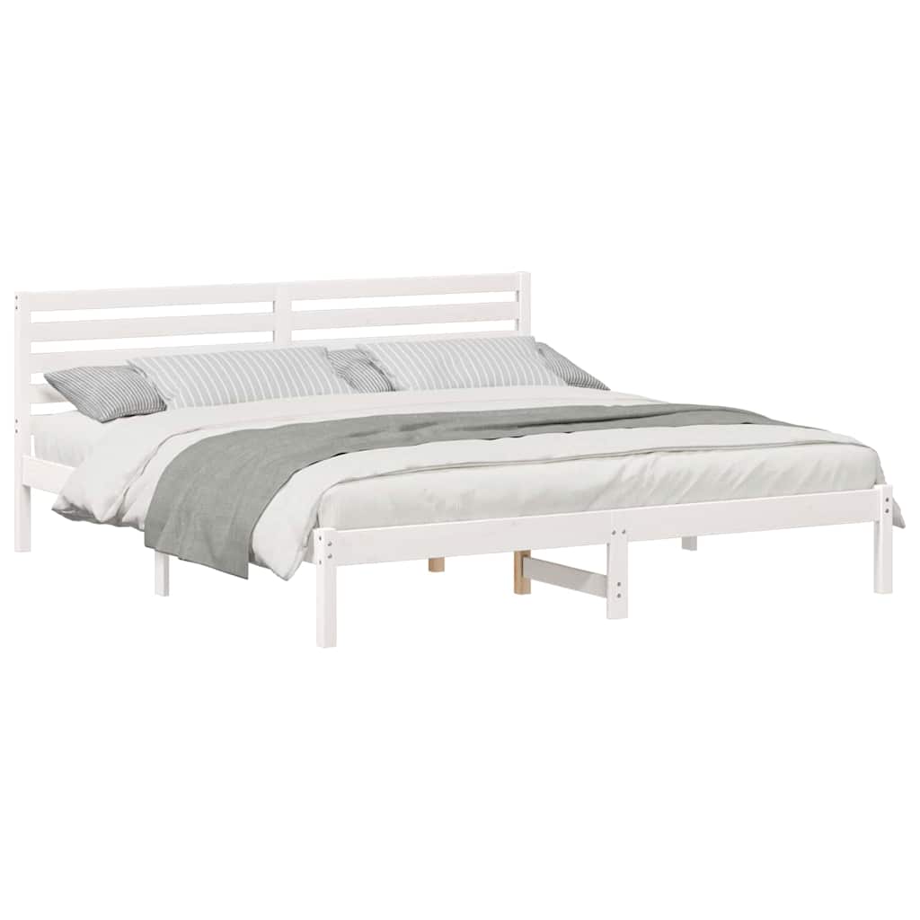 vidaXL Cadru de pat cu headboard Alb 200 x 200 cm Lemn masiv de pin vidaXL Cadru de pat cu headboard Alb 200 x 200 cm Lemn masiv de pin
