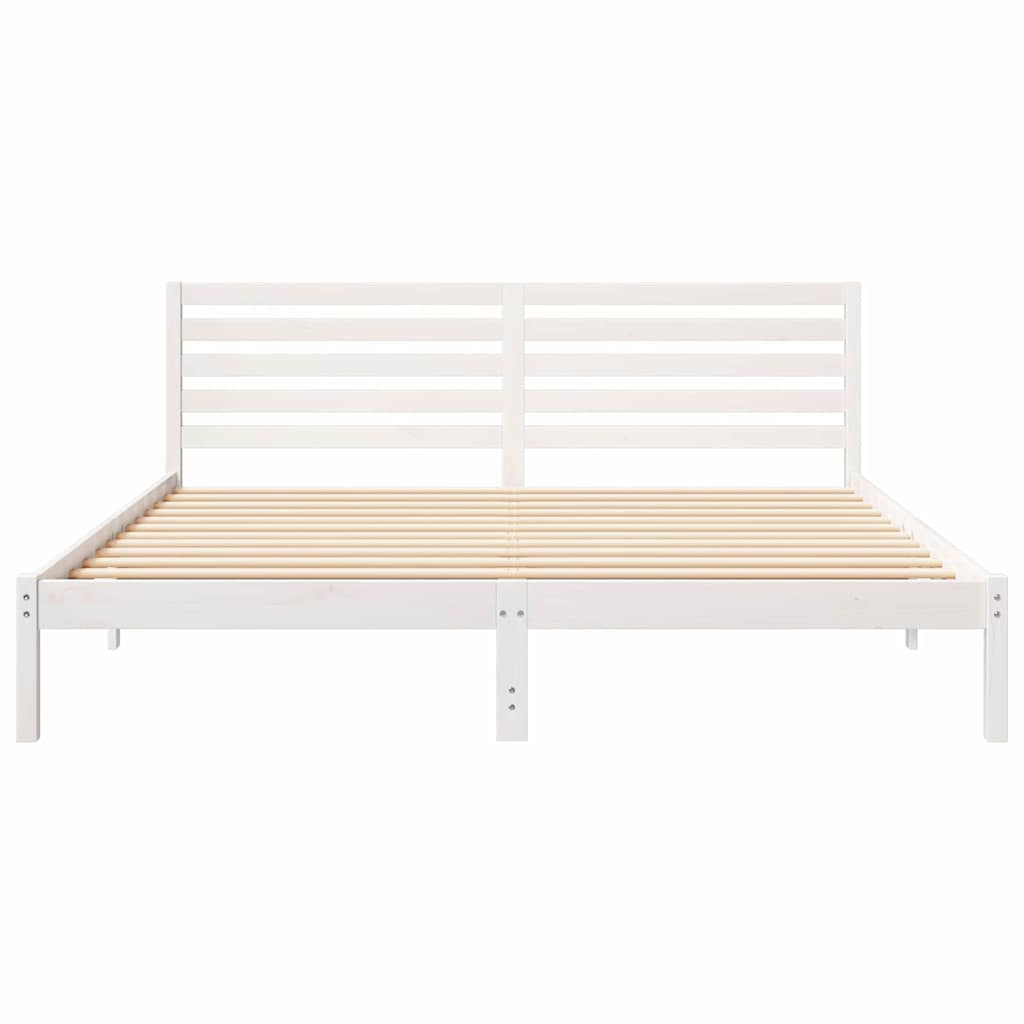 vidaXL Cadru de pat cu headboard Alb 200 x 200 cm Lemn masiv de pin vidaXL Cadru de pat cu headboard Alb 200 x 200 cm Lemn masiv de pin